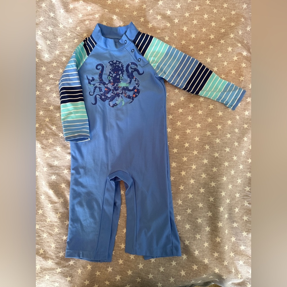 COOLIBAR YOUTH BEACH ONE-PIECE SWIMSUIT - octopus - blue - size 6-12M / SPF 50